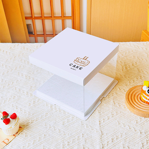 网红生日ins风透明蛋糕盒4/6/8/10/12寸加高手提包装盒六八寸盒子