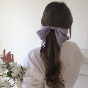 早春绝绝紫色弹簧夹超仙女森系蝴蝶结飘带发饰头饰发夹发卡子头花