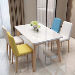 餐桌椅组合实木钢化玻璃家用长方形小户型家用一桌四椅饭桌北欧