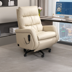 利沃诺电动按摩老板椅舒适大班椅智能办公座椅可躺家用电脑椅真皮