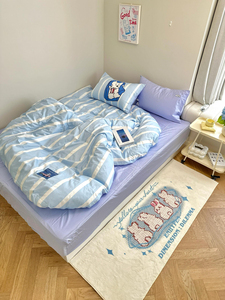 ins风天蓝兔子米色地毯卧室长条垫客厅沙发茶几毯温柔少女床边毯