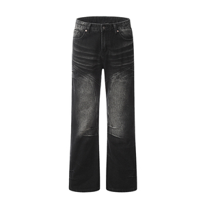 S3T5 SAINT皱褶设计感Cleanfit牛仔裤男女美式复古水洗宽松长裤潮