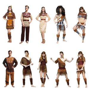 成人万圣节年会舞会派对服装 男女cos印第安非洲土著原始野人衣服