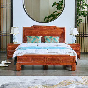刺猬紫檀床品牌婚床1.8米新中式全实木非洲花梨木红木床双人床