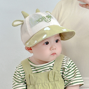 婴儿遮阳帽子夏季薄款男童女童全网鸭舌帽小童宝宝防晒透气渔夫帽