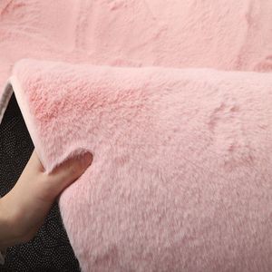 仿兔毛地毯卧室满铺床边毯粉色少女系房间床下毛绒毯网红毛毯地垫