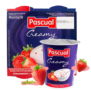 帕斯卡2盒草莓味巴氏热处理全脂酸奶4*125g/盒西班牙进口常温酸奶