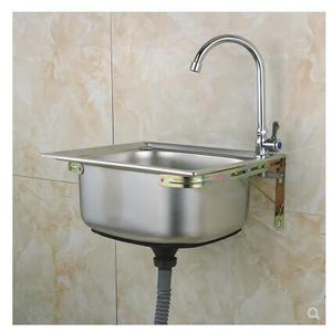 家用厨房单槽不锈钢水槽。易单盆拉丝洗手盆小型水盆60公分50x40