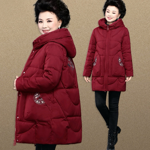 中年妈妈羽绒棉服冬季洋气中老年人女冬装外套中国风刺绣花棉袄子