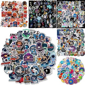 300张卡通可爱星球NASA科幻太空人宇航员贴纸行李箱手机装饰贴画