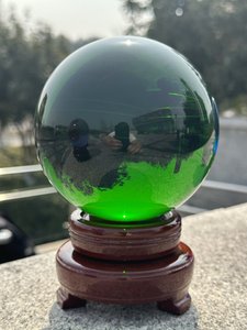 绿色水晶球摆件人造玻璃球饰品绿幽灵家居客厅玄关隔断书桌办公桌