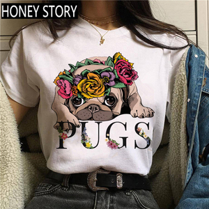 Pug Dog T-shirt 巴哥犬狗狗印花男女大码宽松T恤潮流街头上衣INS