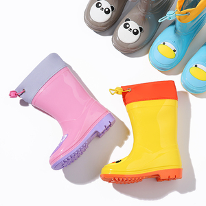 儿童雨鞋男童束口防水水鞋婴幼儿园女孩宝宝防滑雨靴卡通雨具套装