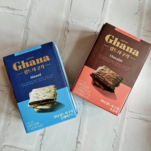 韩国进口乐天加纳Ghana黑巧白巧克力夹心饼干可可薄脆饼独立小包