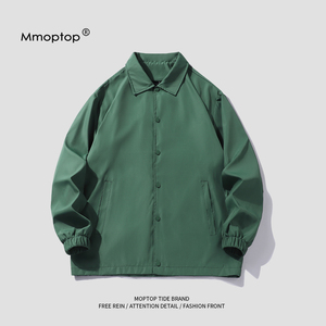 Mmoptop2024春夏新款绿色户外教练夹克男款简约宽松休闲外套男士