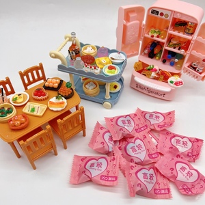 可爱娃娃屋过家家厨房道具迷你食玩手推车餐车模型摆件小玩具盲袋
