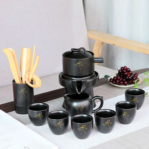 陶瓷石磨茶具懒人泡茶器半全自动套装喝茶时来运转旋转泡茶壶家用