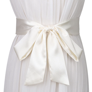 配连衣裙子白色布料腰带纯色绑带女士简约百搭装饰细长款腰封系带