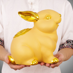 招财兔摆件大号一对生肖兔子创意存钱罐中式客厅乔迁玄关装饰礼品
