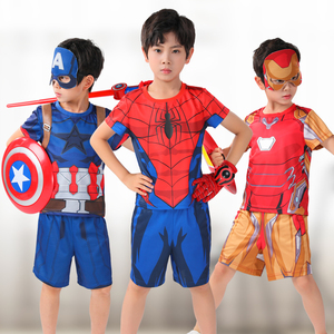 美国队长T恤套装男童短袖蜘蛛侠的衣服男孩儿童装超人半袖夏装t潮