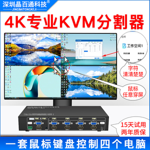4k60hz电脑多屏kvm画面分割器vga四进一出监控显示hdmi4口分屏器