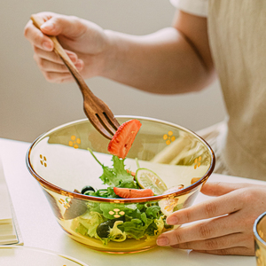 树可月桂沙拉碗家用透明玻璃碗单个水果高级拉面耐高温大汤碗汤盆