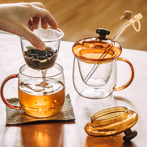 树可蘑菇头茶杯女士个人专用喝茶泡茶办公室茶水分离滤茶玻璃茶具