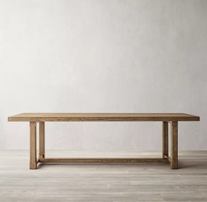 侘寂风实木餐桌北欧简约榆木原木大板桌美式长方形复古做旧饭桌子