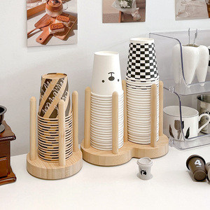 杯子收纳置物架家用客厅桌面创意收纳一次性杯子架简约风木制杯架
