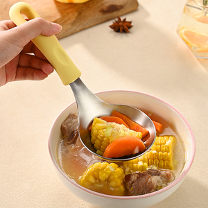 韩式食品级不锈钢汤勺家用大号盛汤勺子硅胶手柄盛饭勺火锅勺粥勺