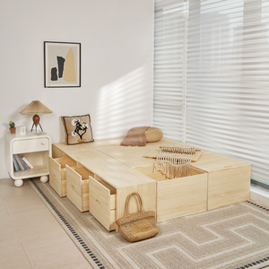 实木榻榻米木箱子储物箱拼床可坐长方形收纳凳定制飘窗加宽拼接床