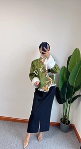 冬季新款藏式女款双边高腰短外套西藏服时尚棉服显高藏装聚会藏衣