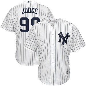 Yankees棒球服洋基队球衣99号JUDGE蓝色白色开衫训练服T恤刺绣