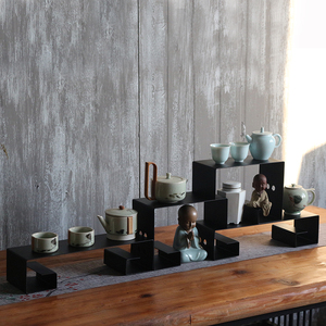 日式铁艺博古架小型茶具收纳茶架茶柜茶具简易展示架多宝阁置物架