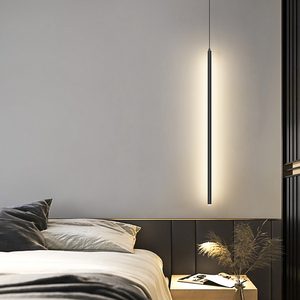 超细长线卧室床头吊灯北欧现代简约极简客厅电视背景墙垂线小吊灯