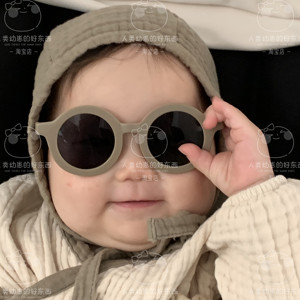 韩国ins磨砂墨镜宝宝1岁凹造型复古可爱防晒男女儿童紫外线眼镜