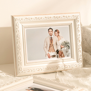 美式复古实木婚纱照结婚照相框摆台挂墙6 10寸全家福洗照片做相框