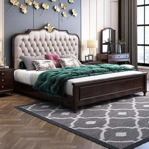 佐慕实木床美式轻奢双人床主卧现代简约1.8米软包高箱储物床8015