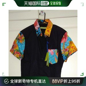 VERSACE范思哲黑色男士印花短袖衬衫B1GLA603-24350-899