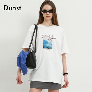 Dunst2024夏季新品中性照片印花T恤徽标刺绣短袖棉半袖UDTS4B137