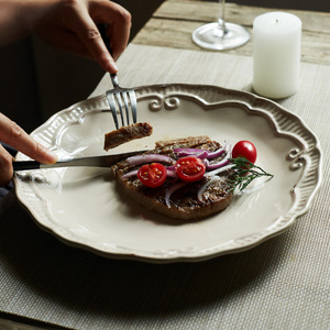 外贸欧式陶瓷复古10寸盘创意菜盘西餐盘牛排盘水果盘意面盘微瑕疵
