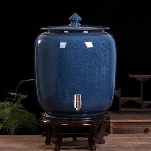 陶瓷水缸带龙头家用储水大号厨房蓄水储水罐米缸客厅太岁缸泡水桶