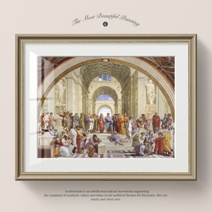 拉斐尔装饰画Raphael文艺复兴世界名画雅典学院油画壁画挂画画芯