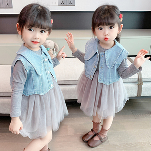 洋气小女孩纱裙套装1一3两三2到4周岁半宝宝衣服长袖女童秋装裙子