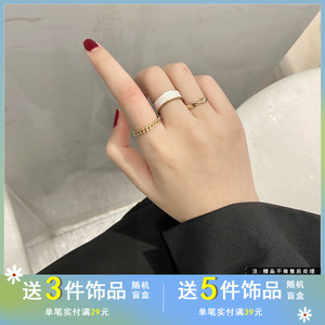 韩国网红新潮指环个性时尚三件套戒指简约宽面滴油气质食指戒2118