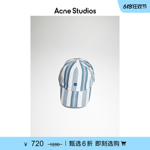 【预售6折】Acne Studios男女同款Face表情条纹棒球帽鸭舌帽帽子