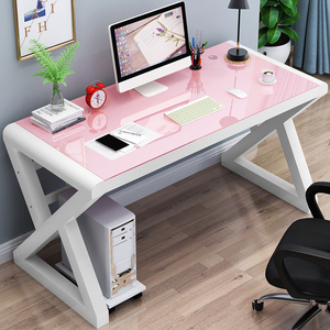 电脑台式桌简约现代经济型书桌简易钢化玻璃写字台家用卧室办公桌