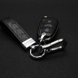 适用于宝马奔驰奥迪凯迪拉克大众保时捷个性创意真皮挂件钥匙扣