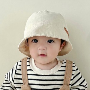 韩版宝宝帽子春秋款薄款男孩渔夫帽纯色棉麻秋季遮阳婴儿童水桶帽