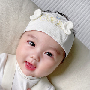 婴儿护卤门帽子夏季新生儿纯棉发带春天薄款透气男童女宝宝气门帽